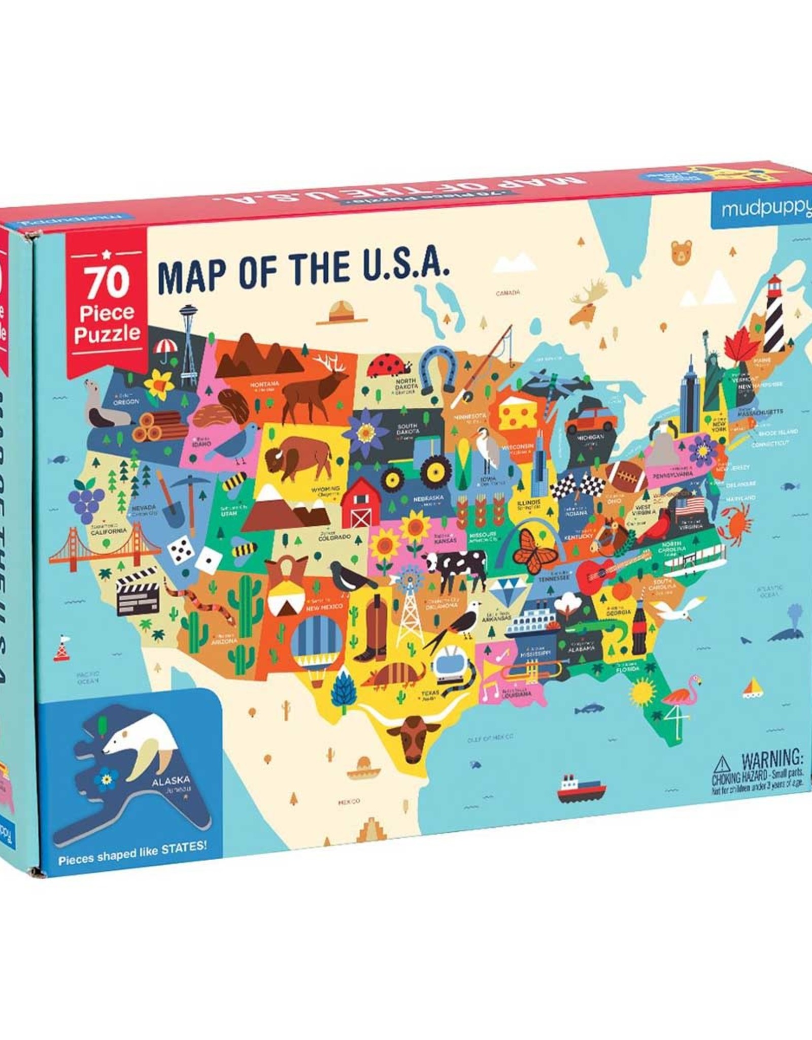 Chronicle Books 70 pc Puzzle: Map of the U.S.A