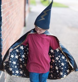 Creative Education Reversible Wizard Cape & Hat, Black/Gold, Size 4-6