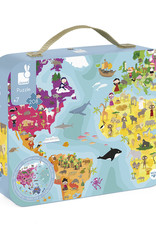 Janod 208pc: Double sided, World Puzzle