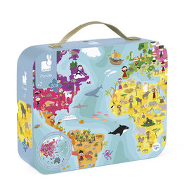 Janod 208pc: Double sided, World Puzzle