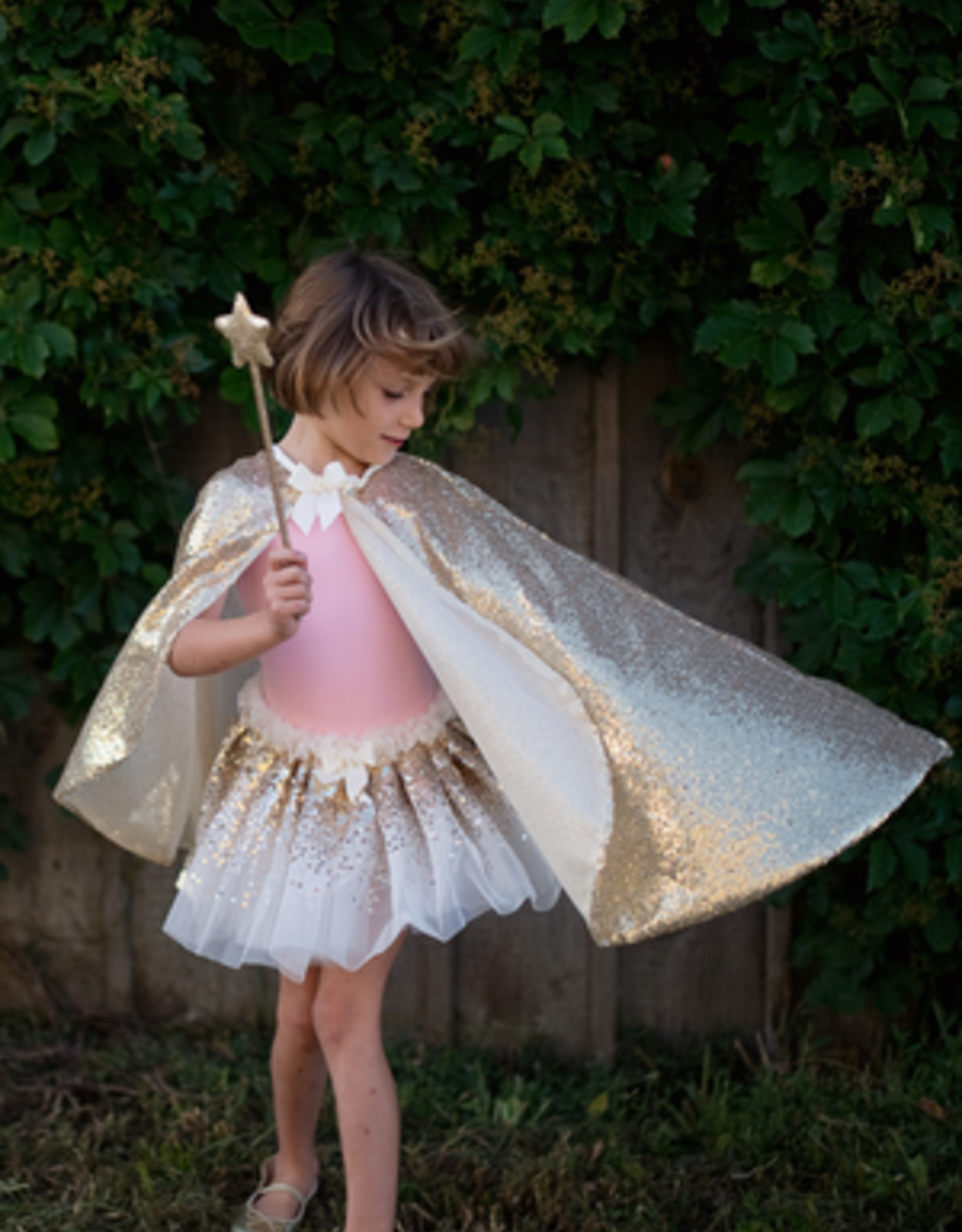 Creative Education Gracious Gold Sequins Cape, Size 5-6