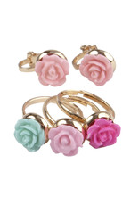 Creative Education Boutique Rose Rings & Earring Set, 3 Rings, 1 Set of Clip on Earrings