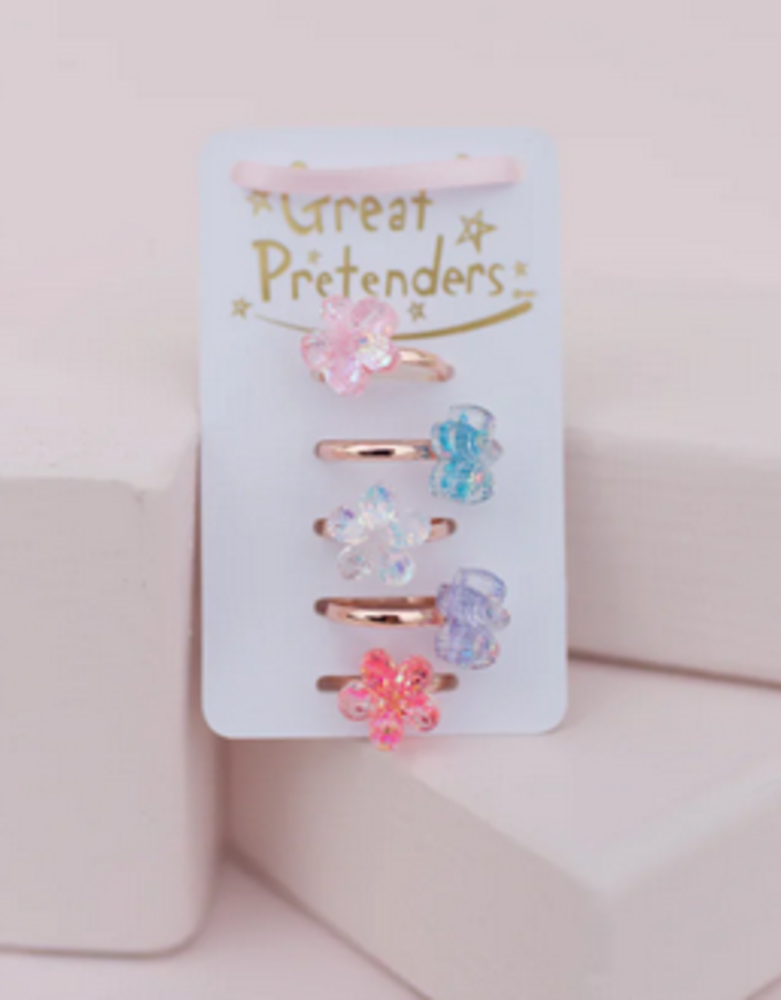 Creative Education Boutique Shimmer Flower Rings, 5pcs