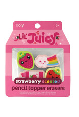 Ooly Lil' Juicy Scented Pencil Topper Erasers - Strawberry (Set of 4)