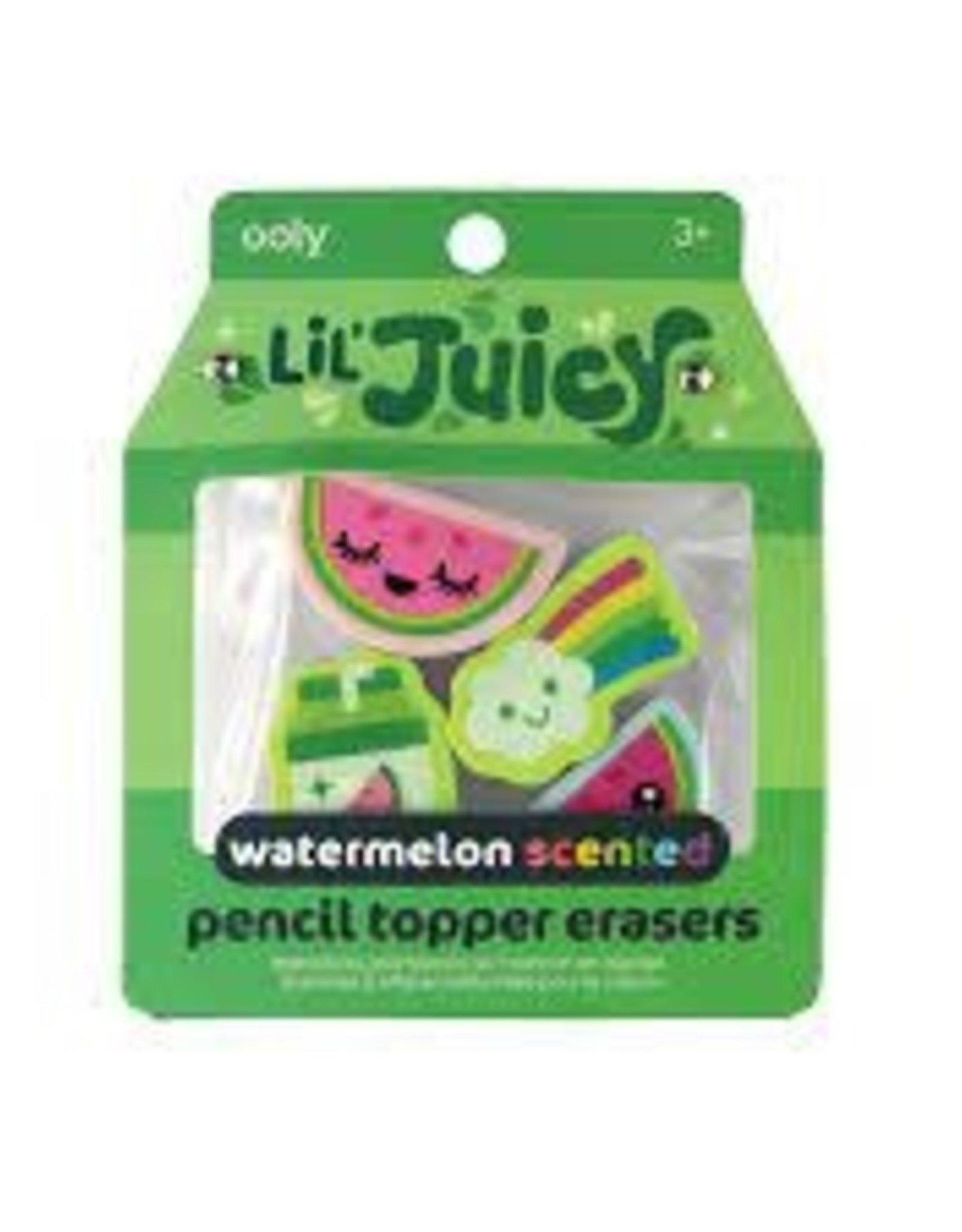 Ooly Lil' Juicy Scented Pencil Topper Erasers - Watermelon (Set of 4)