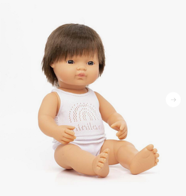 Miniland Baby Doll Caucasian Brunette Boy  15"