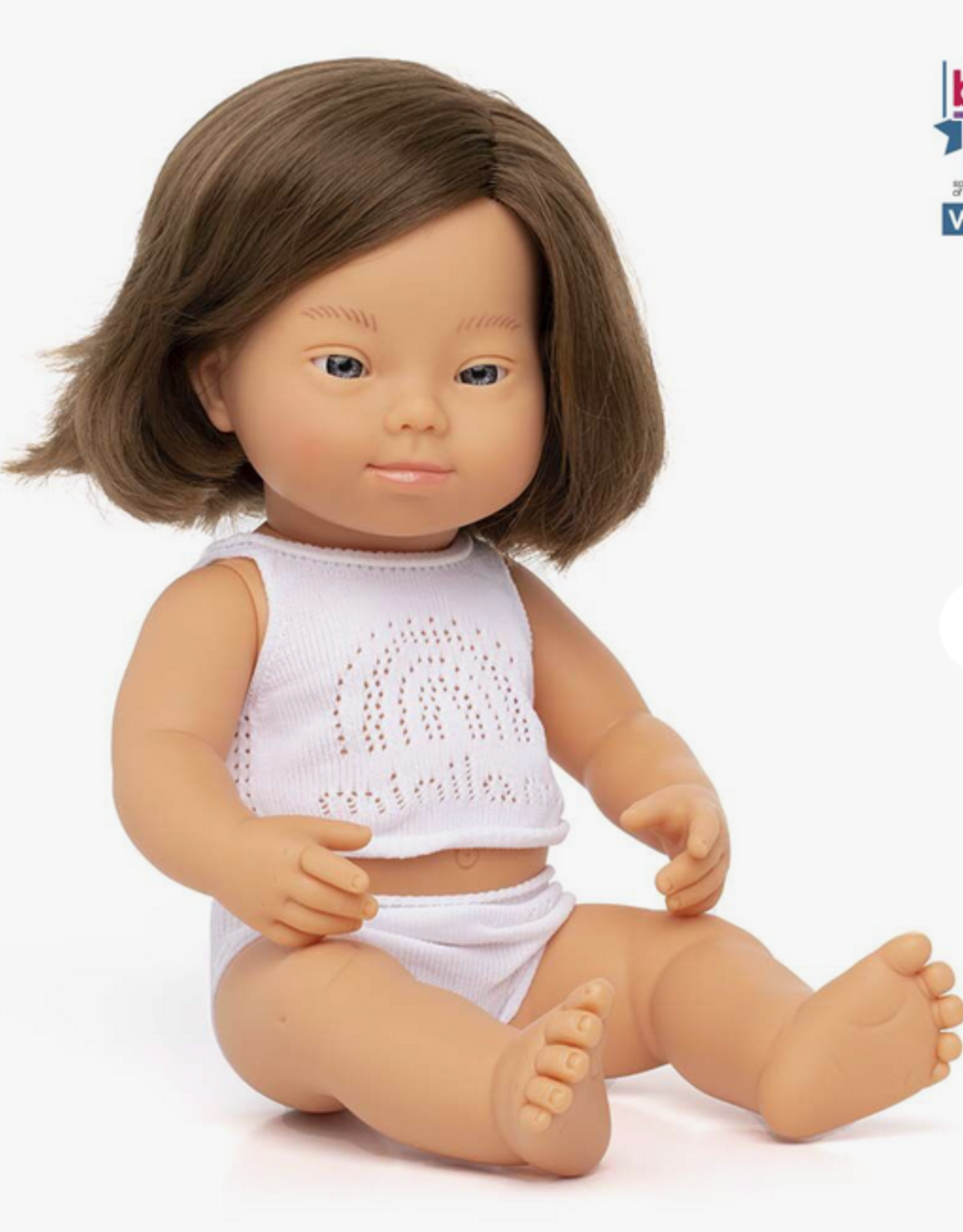 Miniland Baby Doll Caucasian Girl with  Down Syndrome 15”