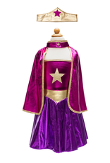 Creative Education Superhero Star Dress, Cape & Headpiece, Magenta/Purple, size 5-6