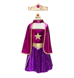 Creative Education Superhero Star Dress, Cape & Headpiece, Magenta/Purple, size 5-6