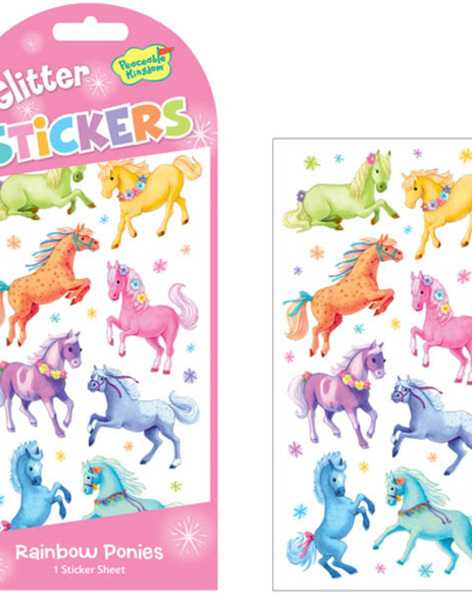 Peaceable Kingdom Glitter Stickers: Rainbow Ponies