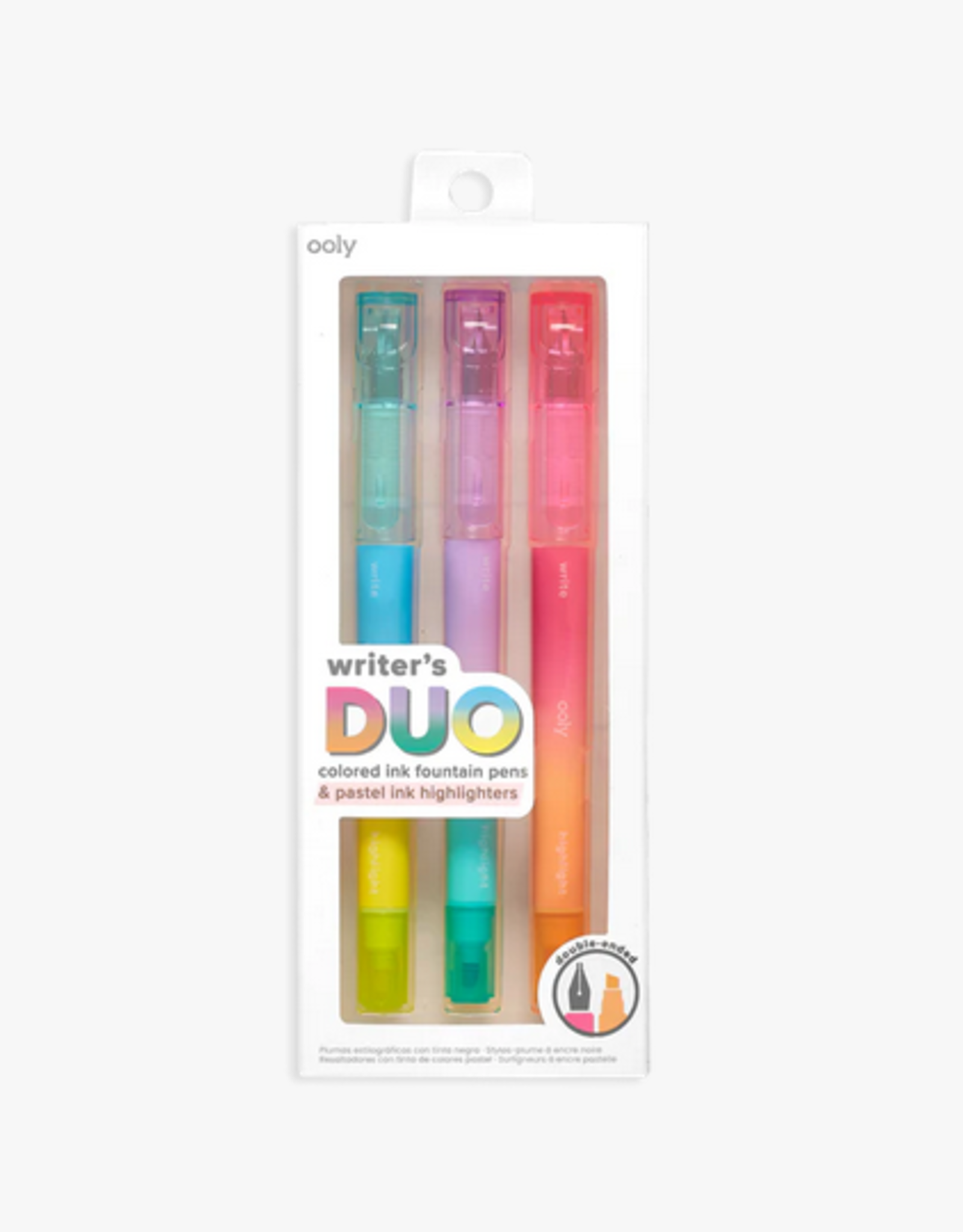 Ooly Writer's Duo Double Double-Ended Fountain Pens + Highlighters (set of 3)