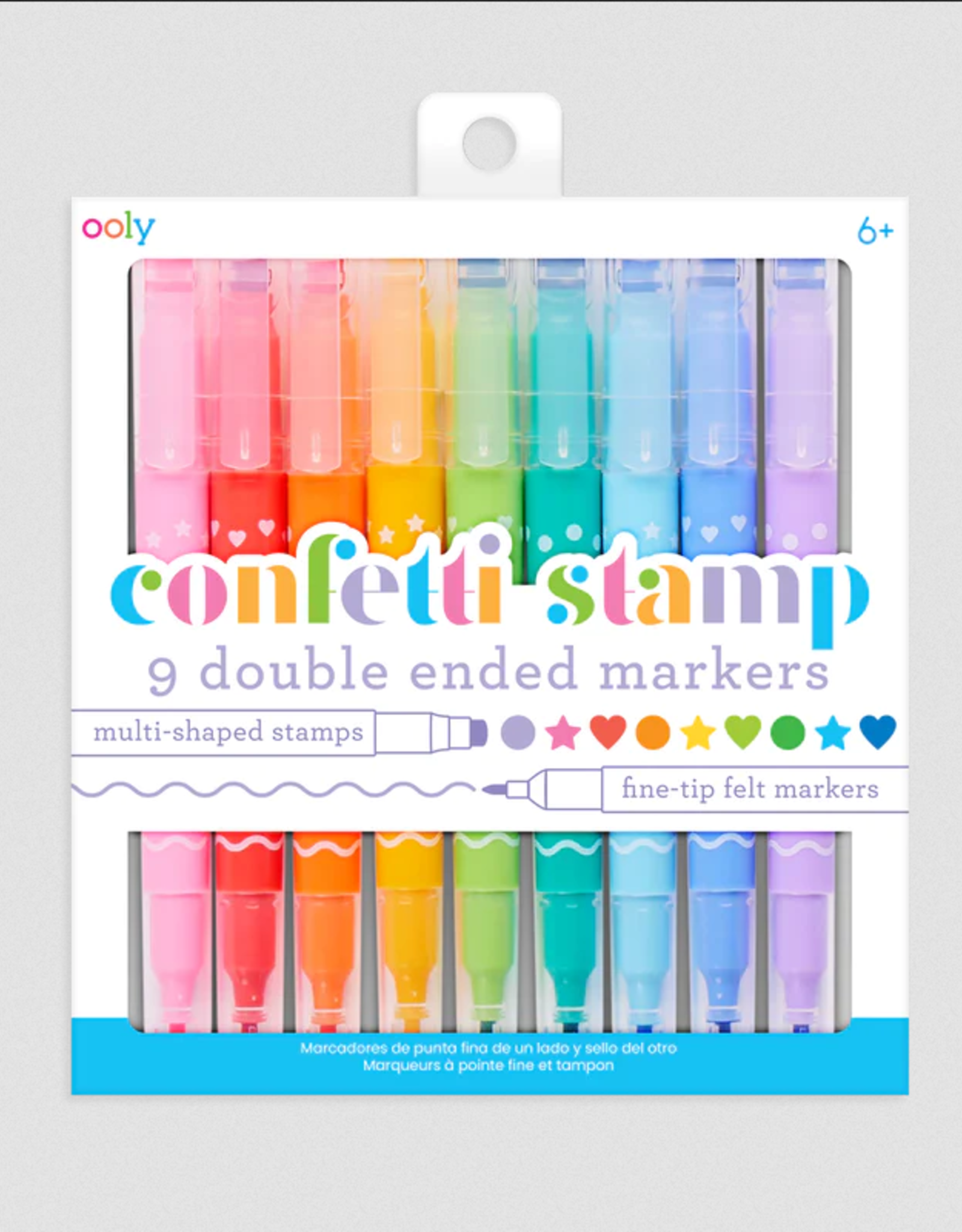 Ooly Confetti Stamp Double-Ended Markers - Set of 9