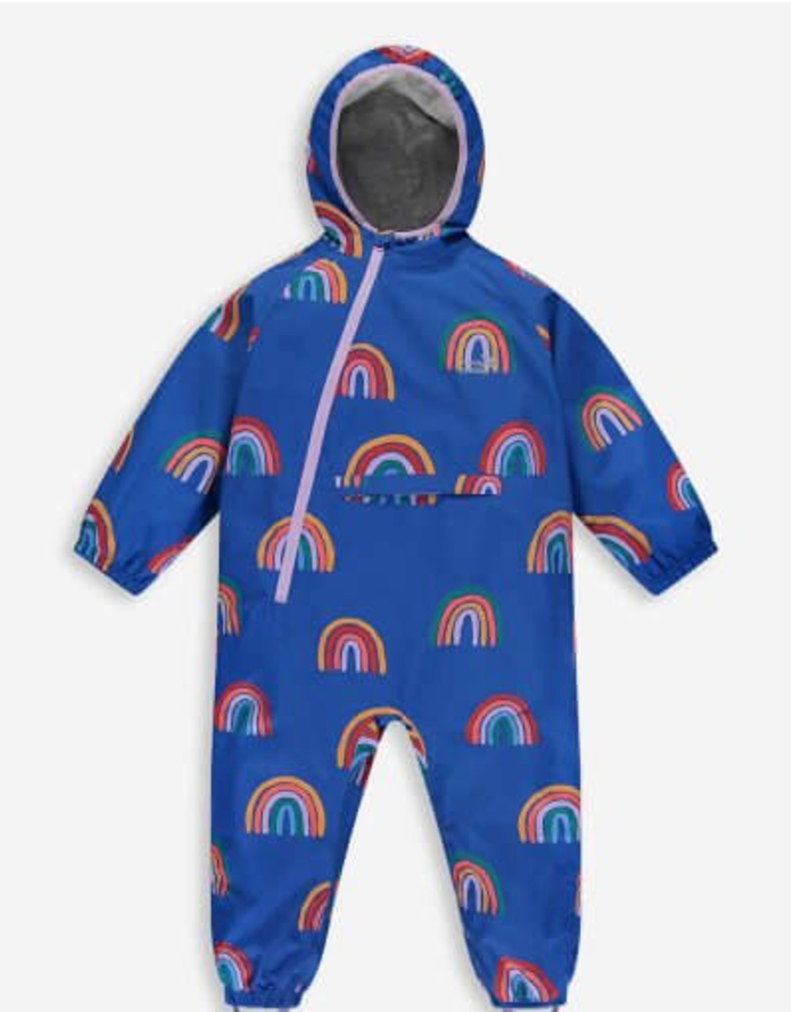 Muddy Puddles 0-6MO: EcoLight Recycled Puddlesuit - Blue Rainbow
