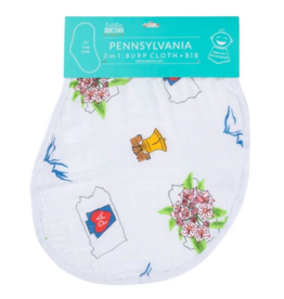 Little Hometown Pennsylvania Baby: 2-in-1 Burp Cloth and Bib