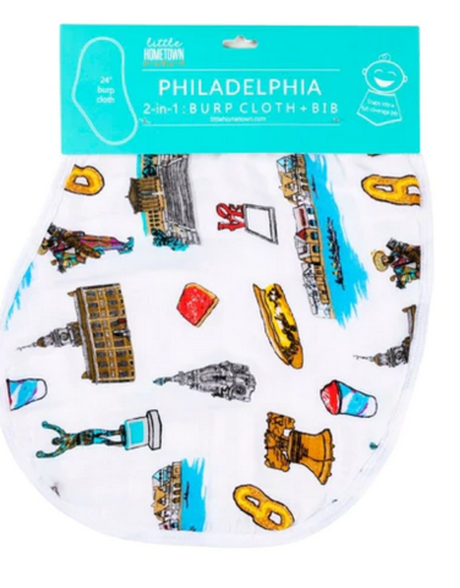 Little Hometown Philadelphia Baby: 2-in-1 Burp Cloth and Bib