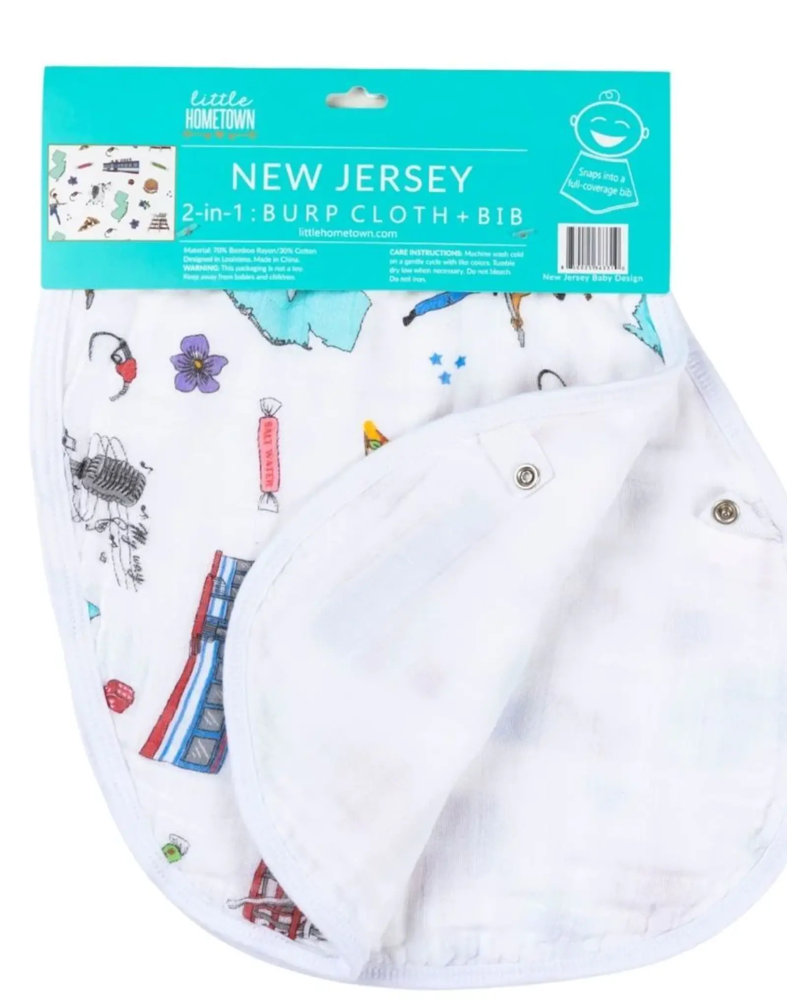 Little Hometown New Jersey Baby: 2-in-1 Burp Cloth and Bib