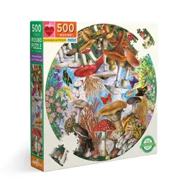 eeBoo 500pc Puzzle: Mushrooms & Butterfly Round