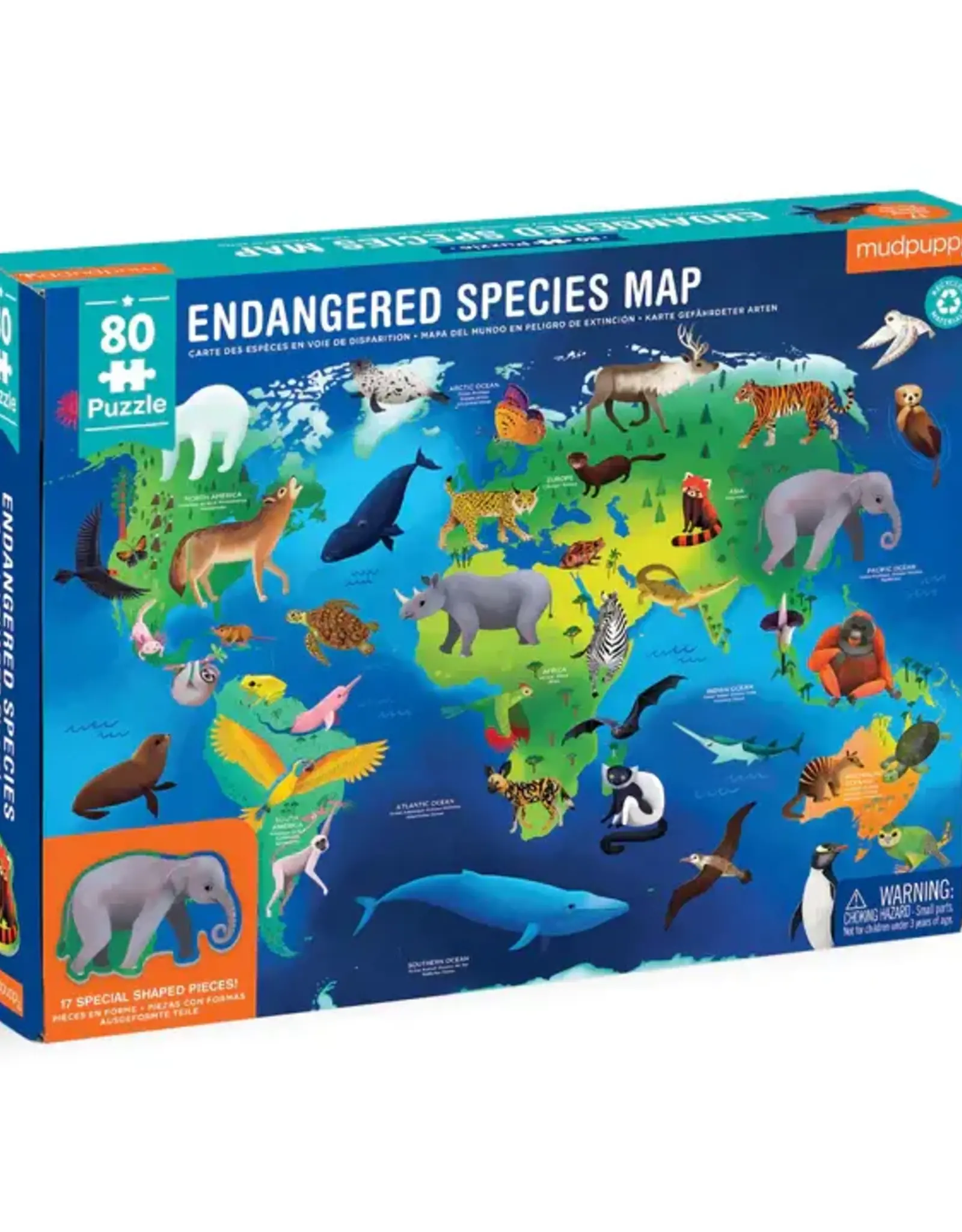Chronicle Books 80pc Puzzle: Geography Endangered Species Around the World