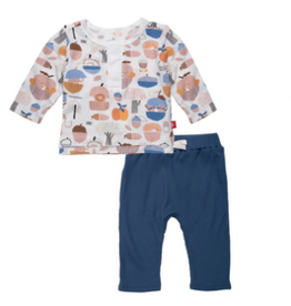 Magnetic Me 18-24MO: Hide N' Squeak Henley Top W/ Waffle Pants Set