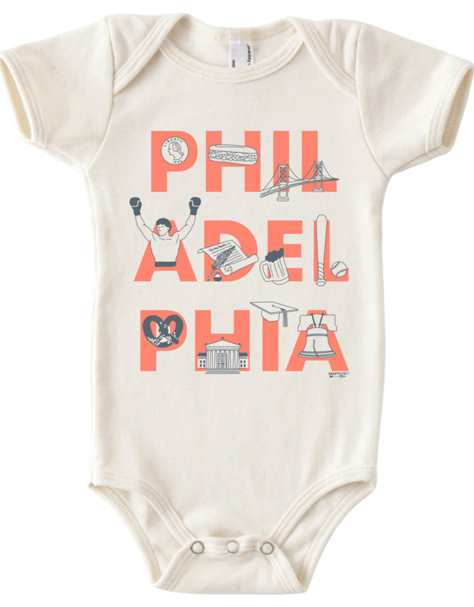 MapTote 3-6MO: One Piece - Philadelphia Font