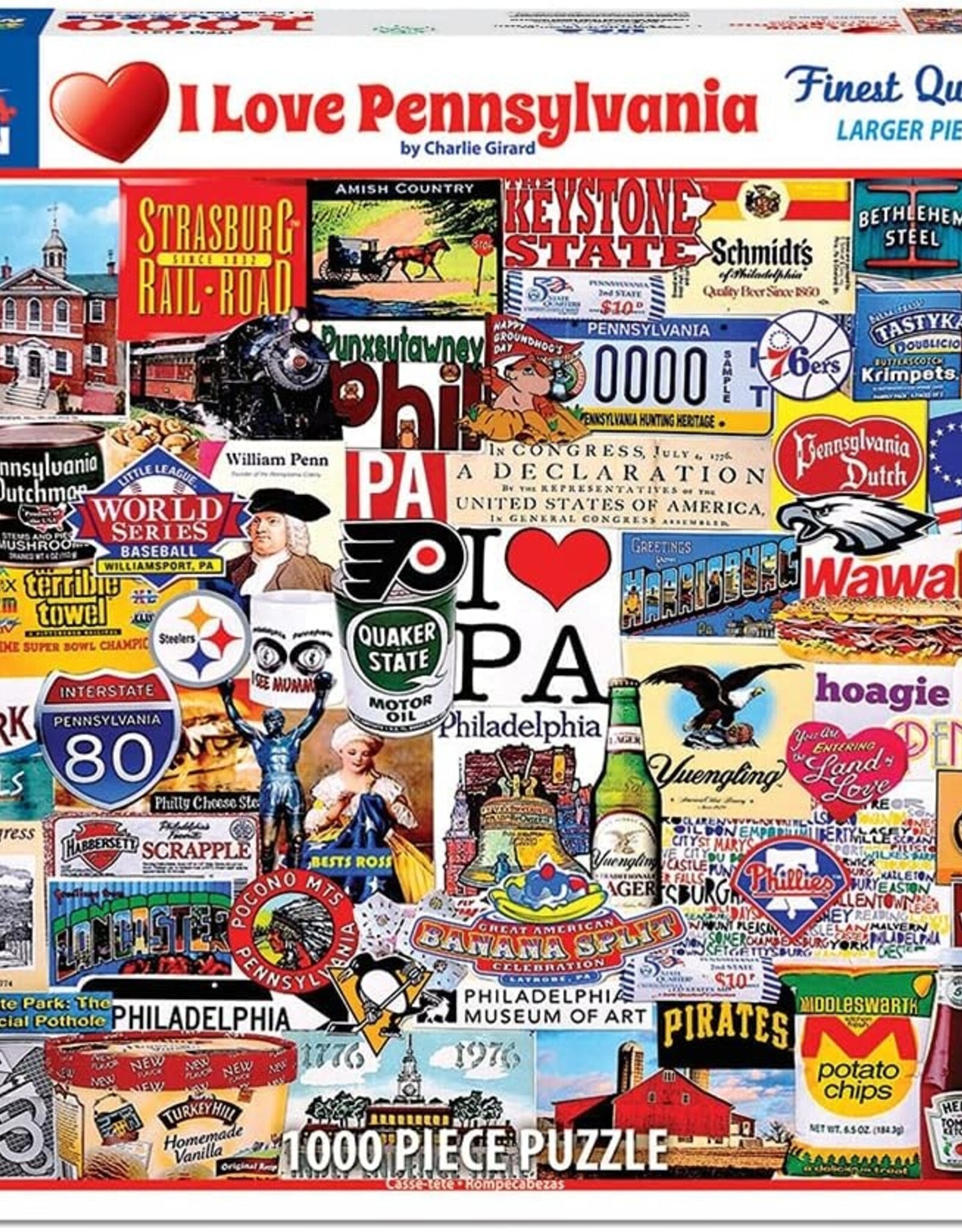 White Mountain Puzzles 1000pc Puzzle: I Love Pennsylvania