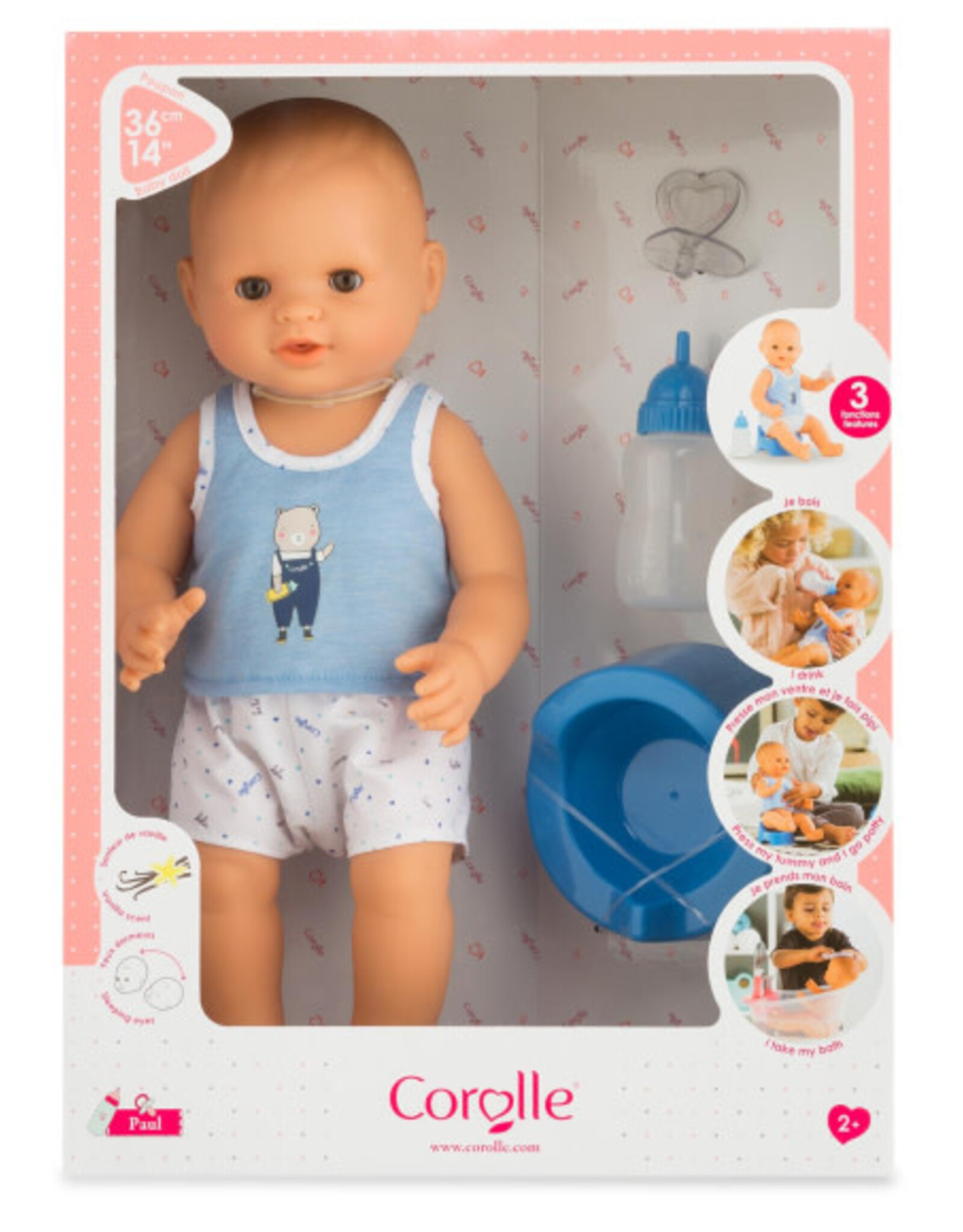 Corolle Paul Drink-and-Wet Bath Baby - 14"