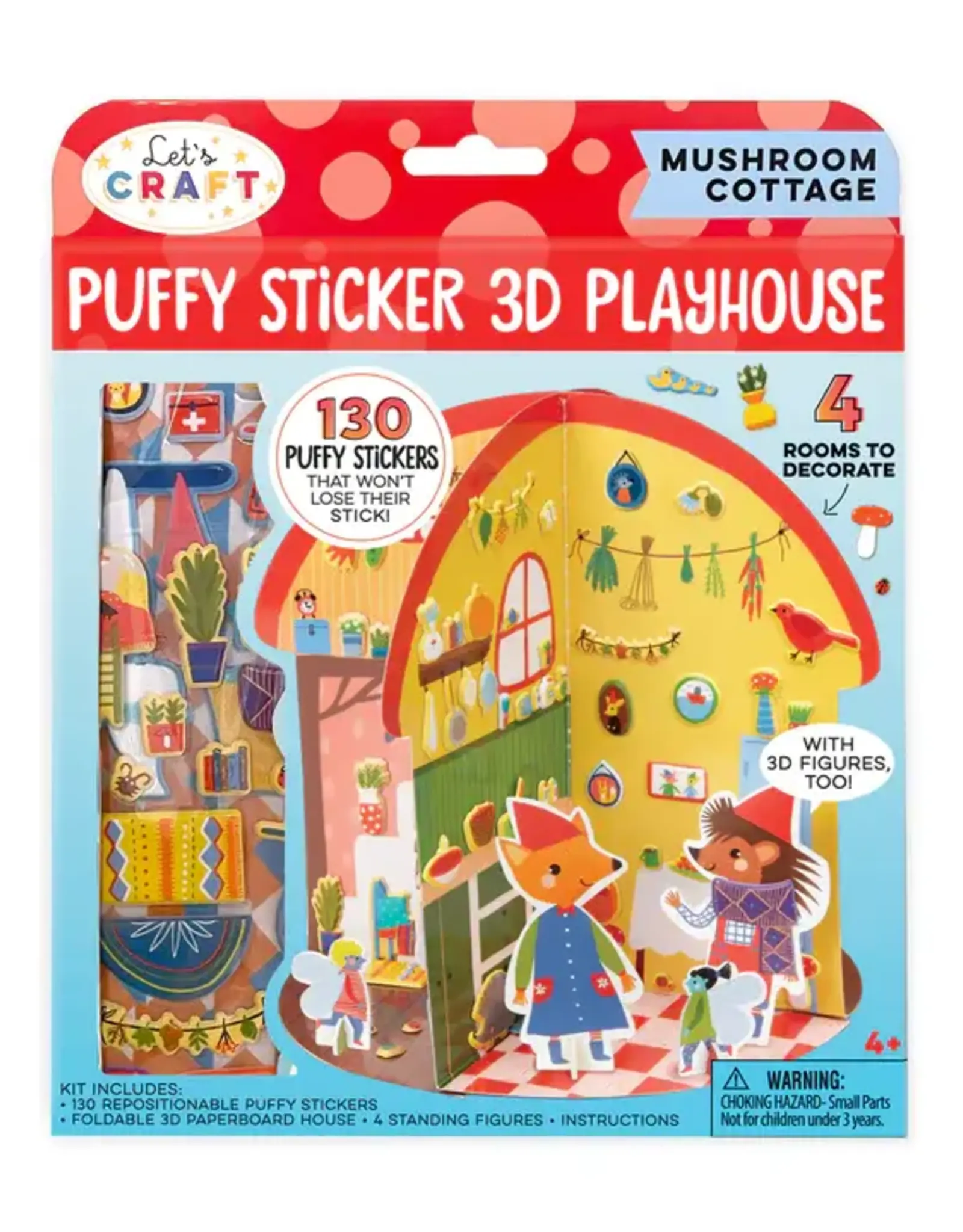 Bright Stripes Puffy Sticker 3D Playhouse: Mushroom Cottage