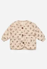 QuincyMae 0-3mo: Quilted V-Neck Button Jacket - Fig Flora