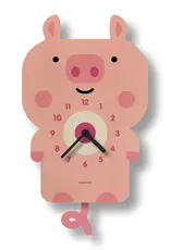 Modern Moose Pig Pendulum Clock - Wood