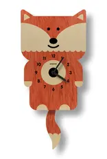 Modern Moose Fox Pendulum Clock - Wood