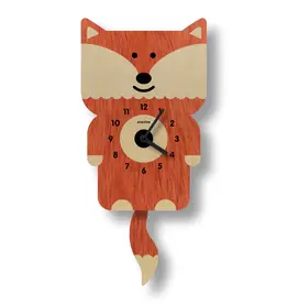 Modern Moose Fox Pendulum Clock - Wood