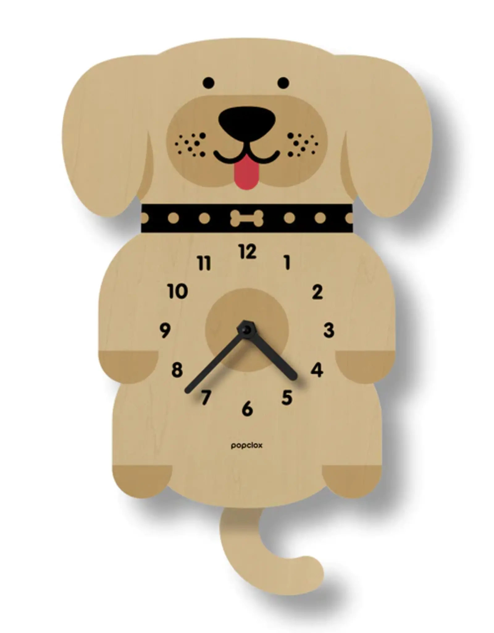 Modern Moose Puppy Pendulum Clock - Wood