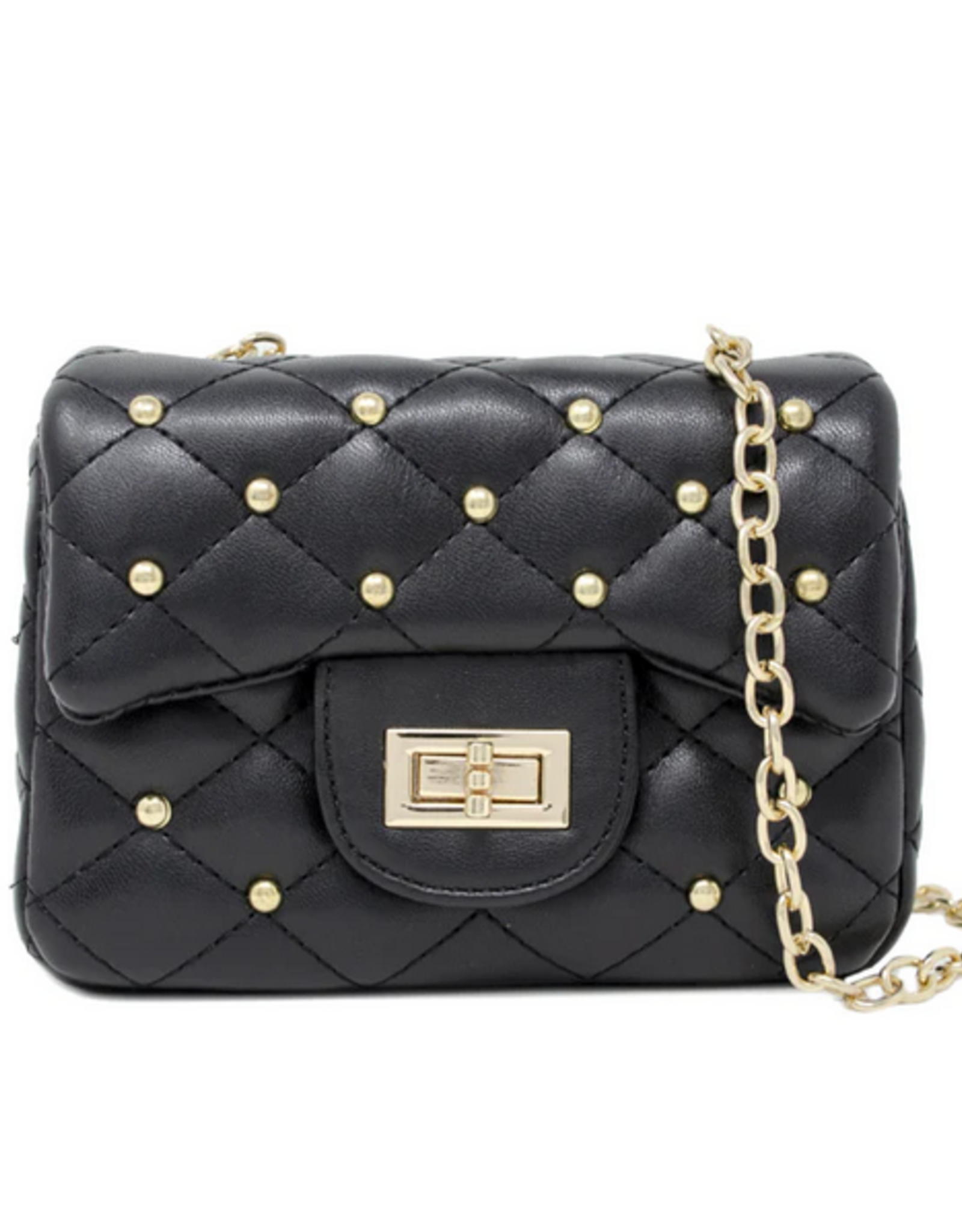 Zomi Gems Classic Quilted Stud Mini Bag - Black