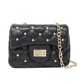 Zomi Gems Classic Quilted Stud Mini Bag - Black