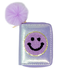 Zomi Gems Shiny Happy Face Smile Wallet: Purple