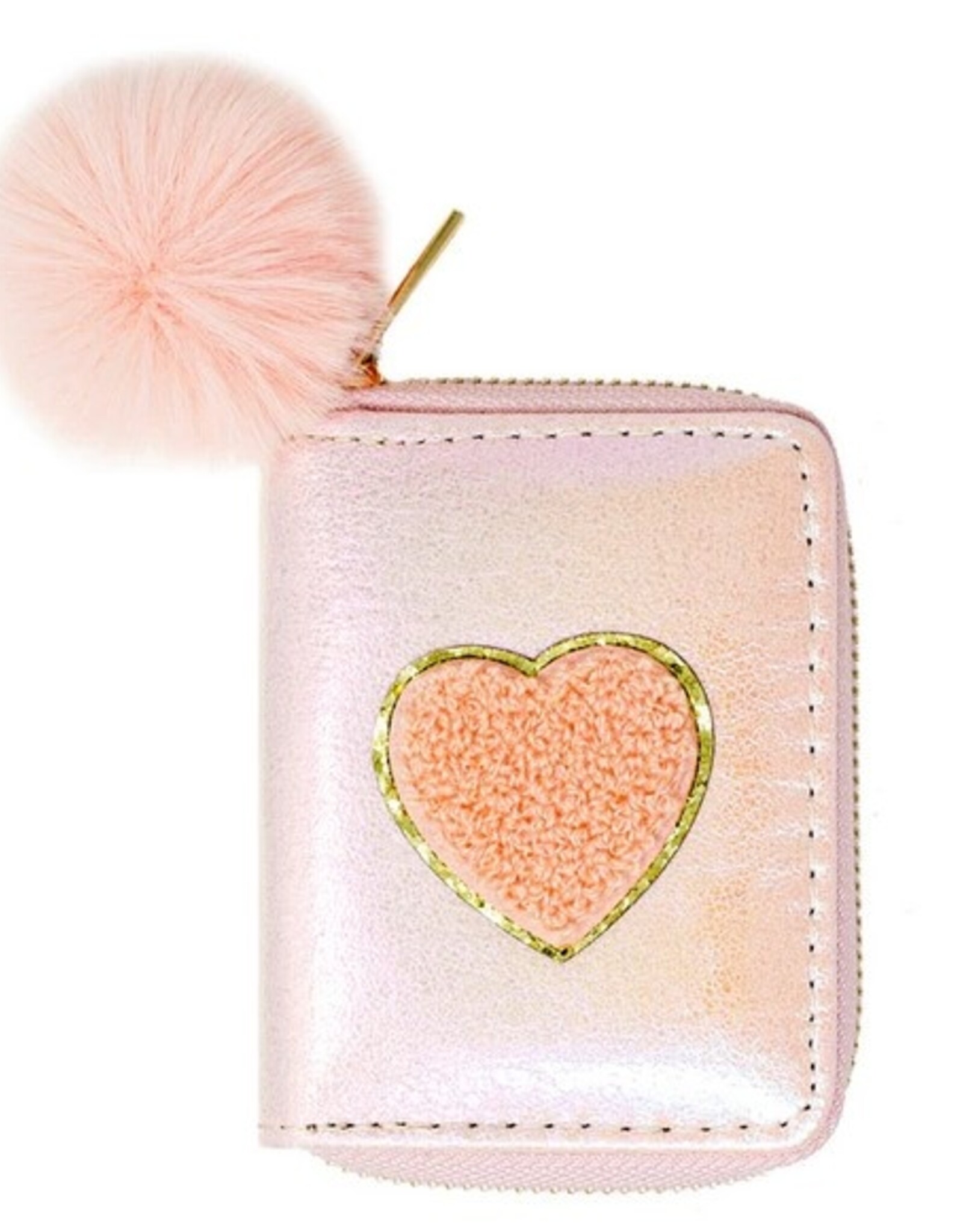 Zomi Gems Shiny Heart Patch Wallet: Pink