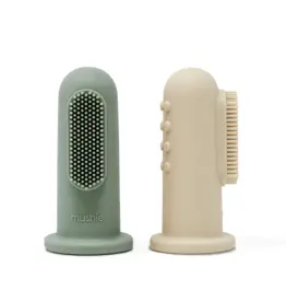 Mushie Finger Toothbrush - Shifting Sand/Blush