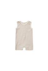 QuincyMae 6-12MO: Ribbed Henley Romper - Oat Stripe