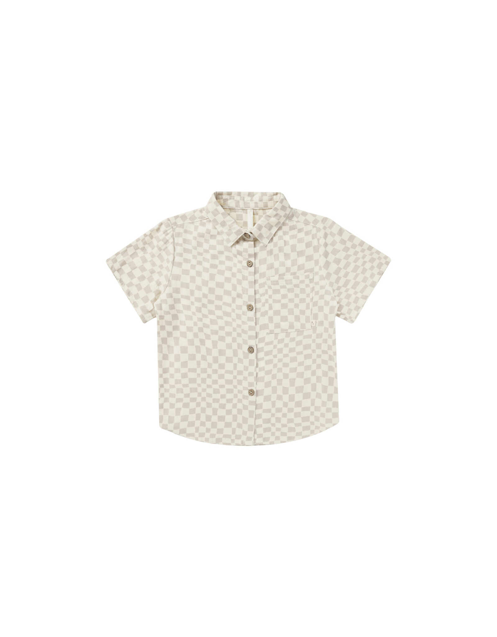Rylee+Cru 2-3YO: Collared Short Sleeve Shirt - Dove Check