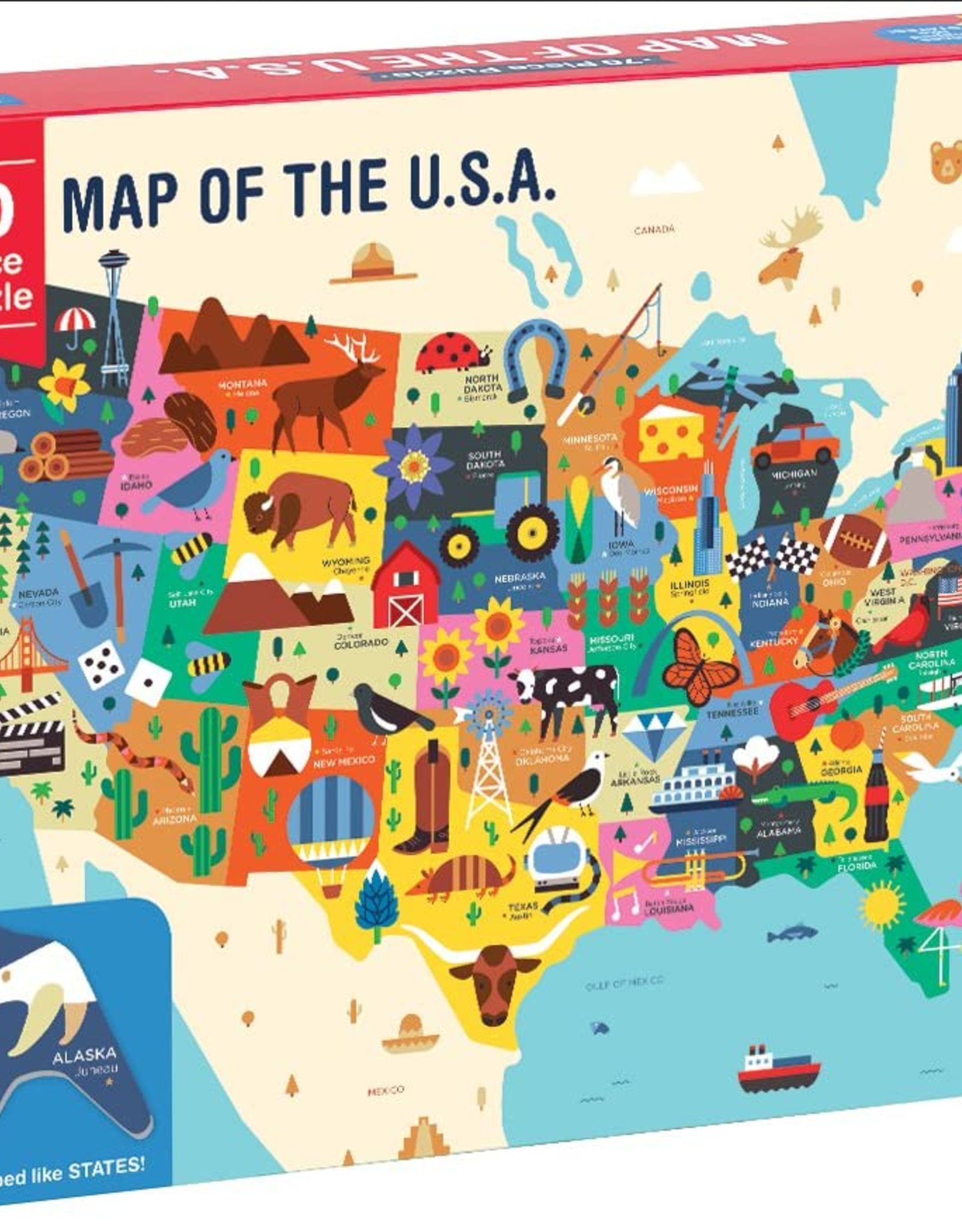 Chronicle Books 70 pc Puzzle: Map of the U.S.A
