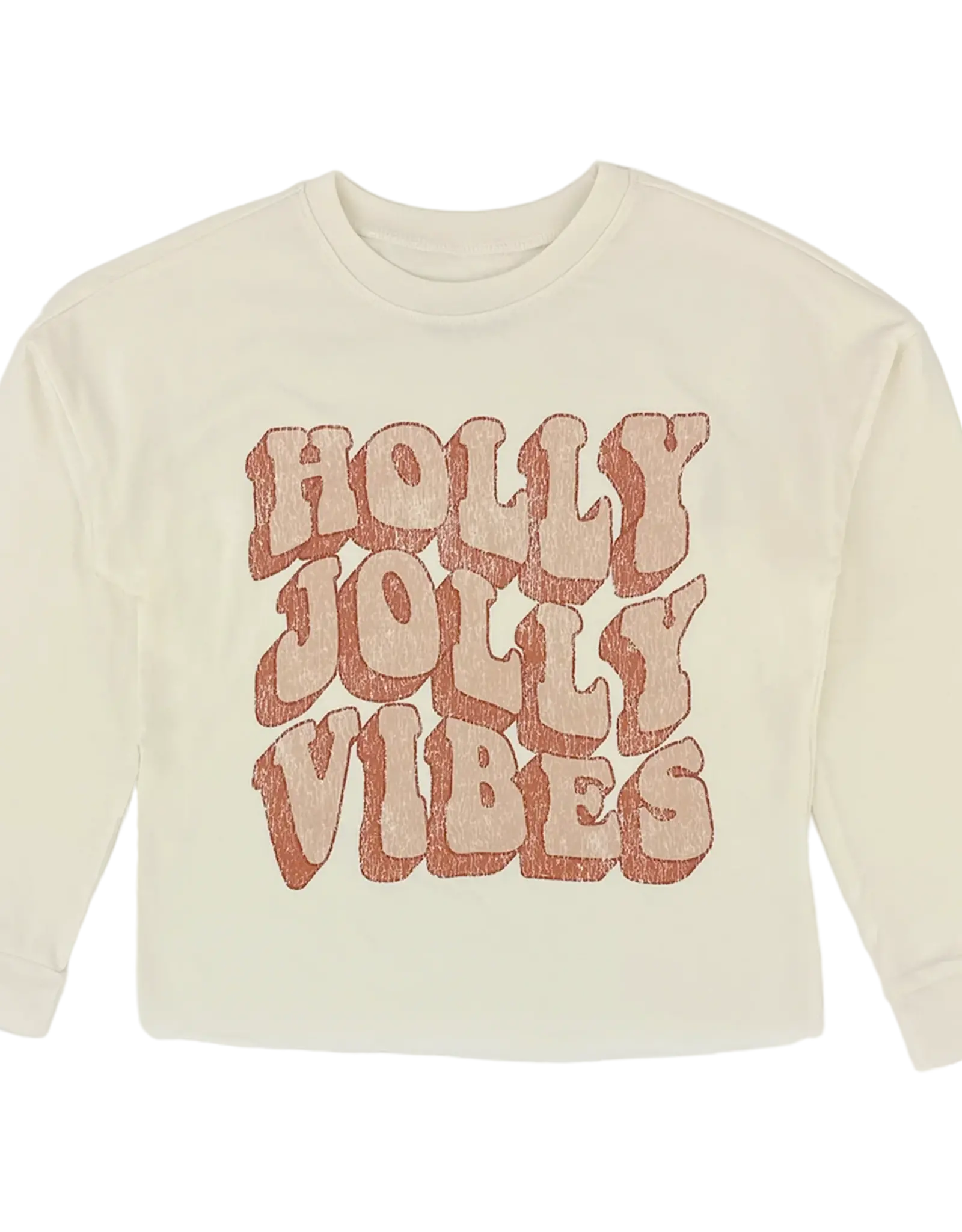 Tiny Whales 4YO: Oversized LS Tee - Holly Jolly Vibes