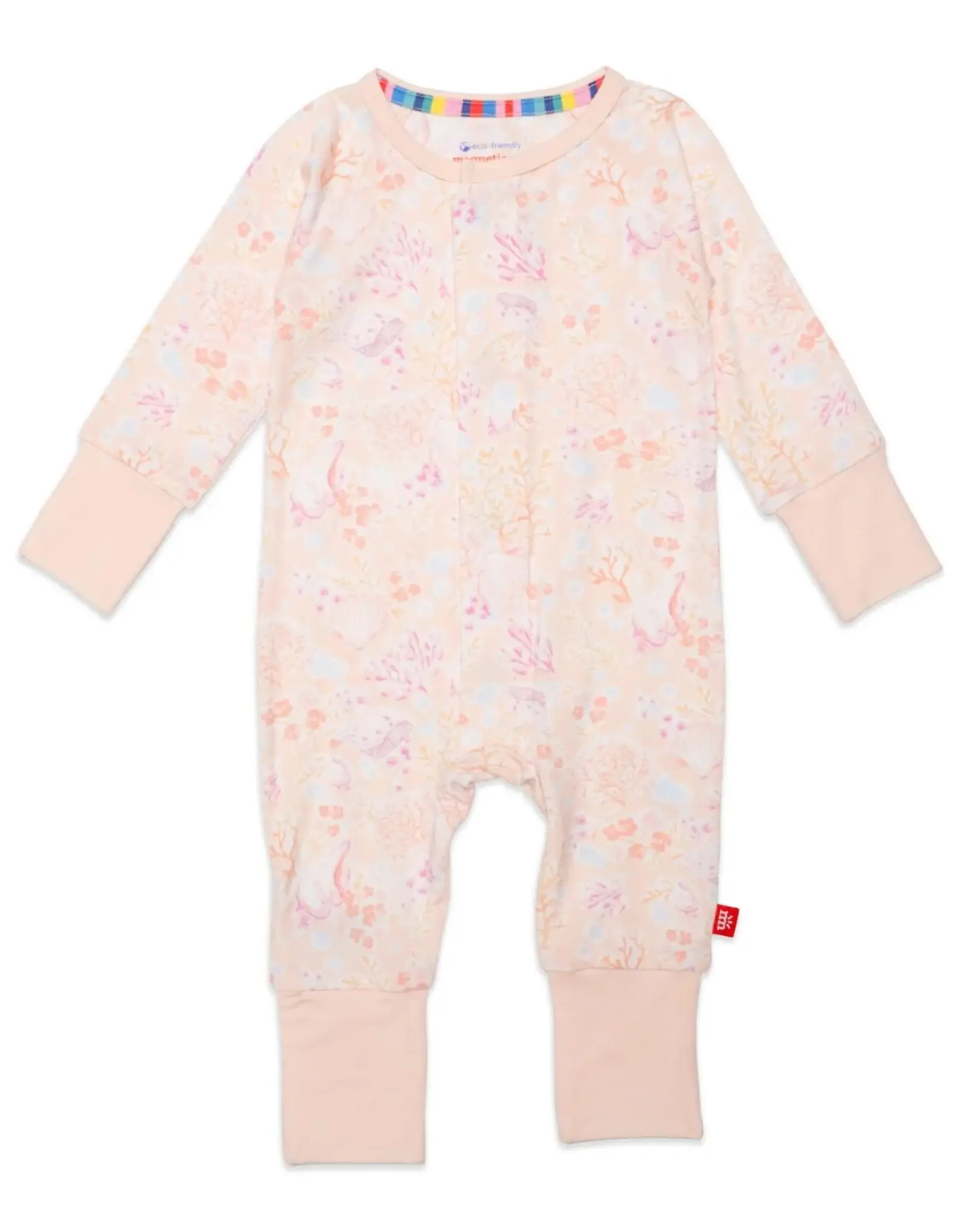 Magnetic Me 9-12MO: Coral Floral Grow With Me Coverall