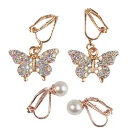 Creative Education Boutique Butterfly Clip On Earrings, 2 Sets