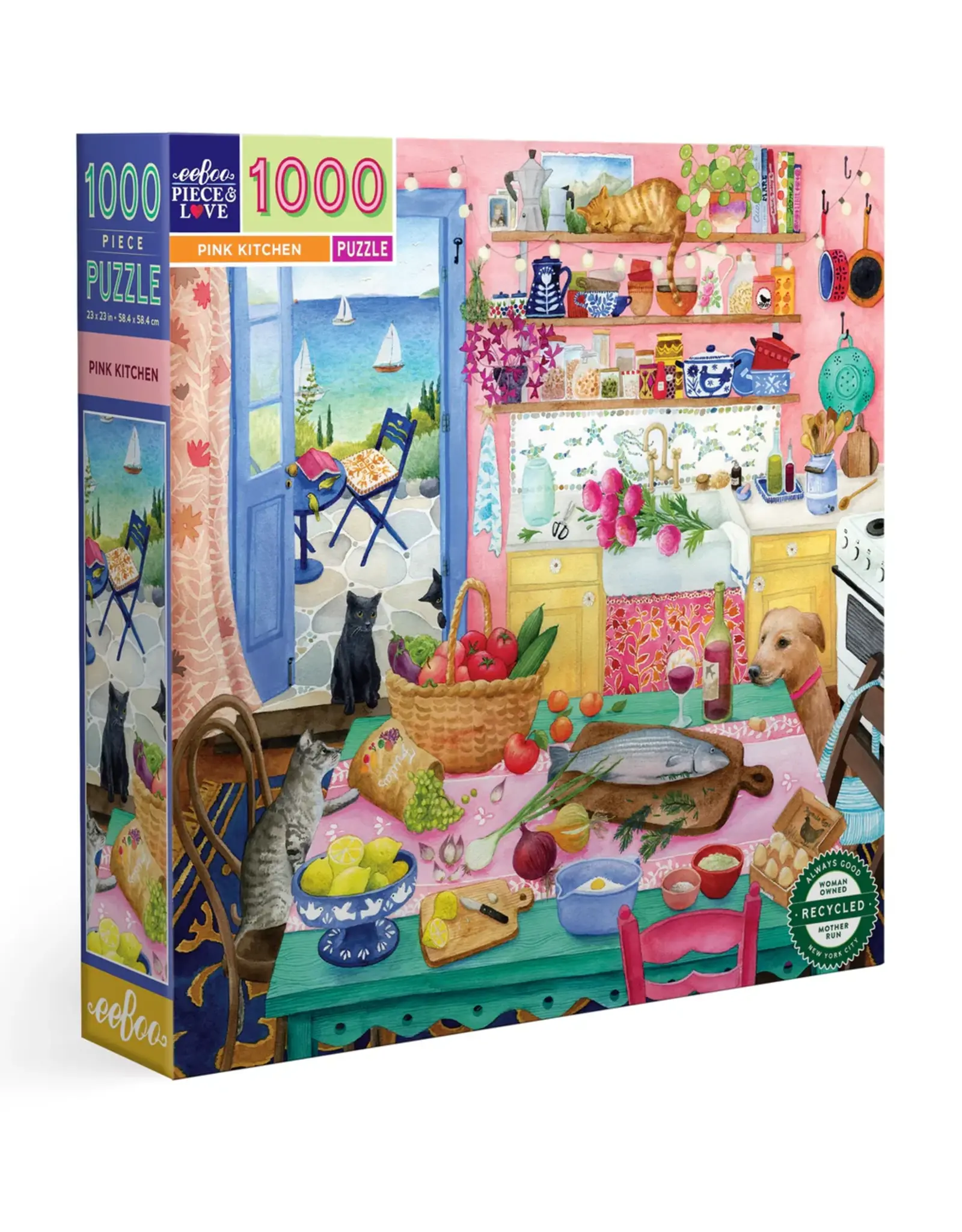 eeBoo 1000pc Puzzle: Pink Kitchen