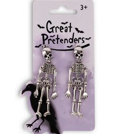 Creative Education Spooky Scary Skeleton Clip On Earrings