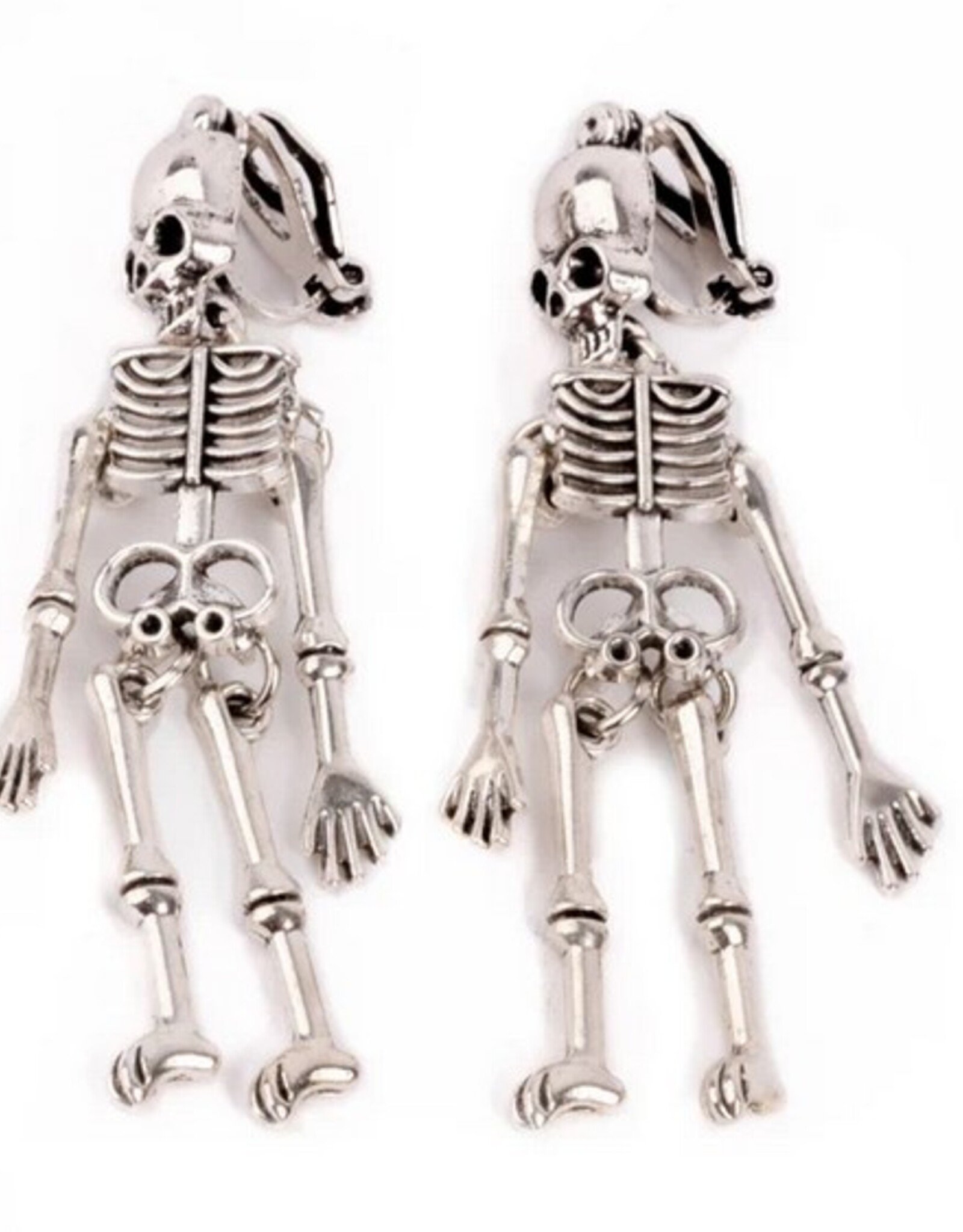 Creative Education Spooky Scary Skeleton Clip On Earrings