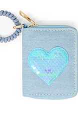Zomi Gems Sequin Heart Spiral Strap Wallet For Kids: Blue Denim