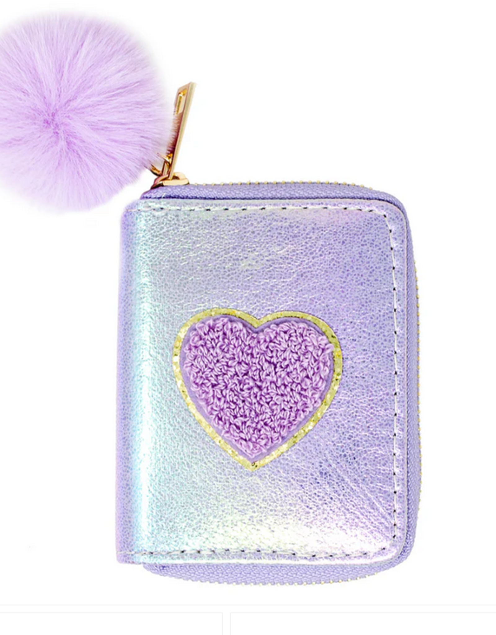 Zomi Gems Shiny Heart Patch Wallet: Purple