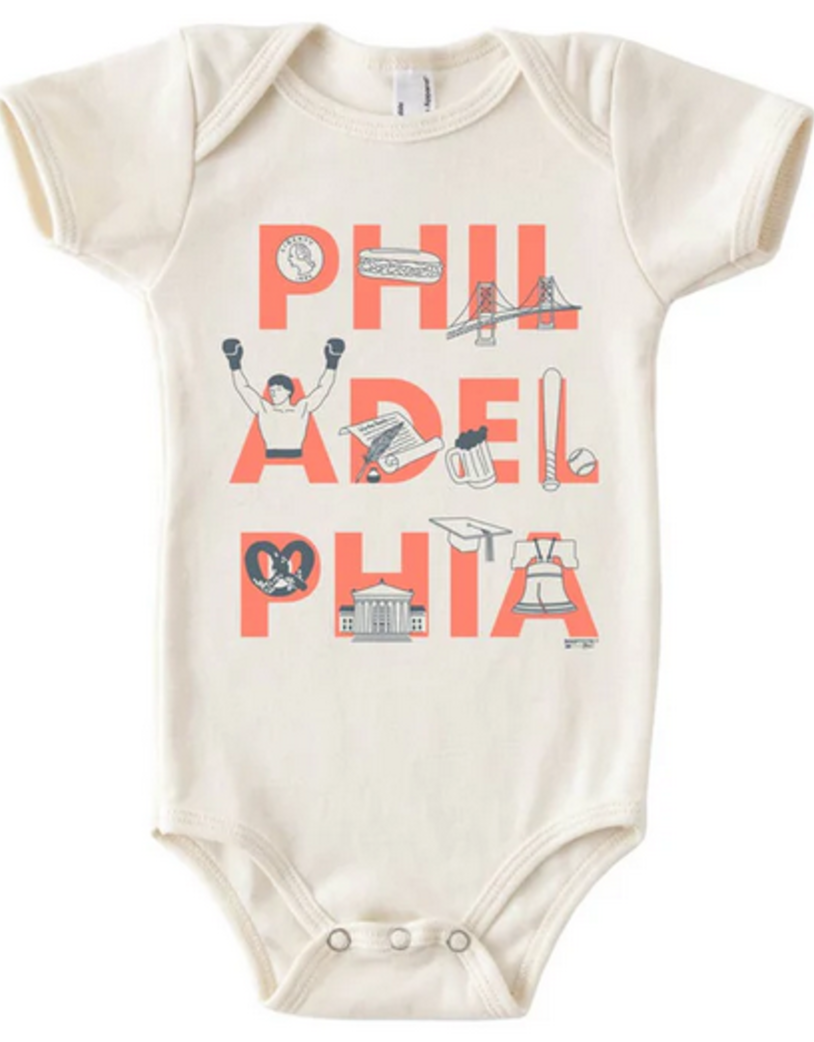 MapTote 3-6MO: One Piece - Philadelphia Font