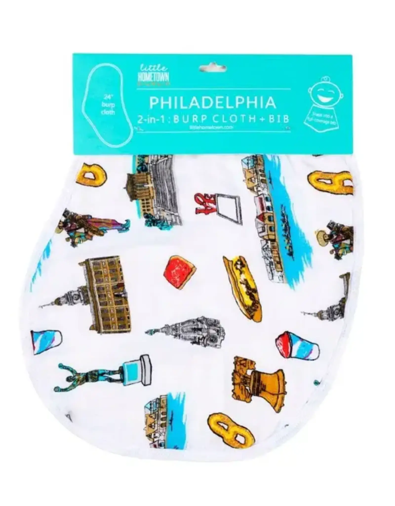 Little Hometown Philadelphia Baby: 2-in-1 Burp Cloth and Bib